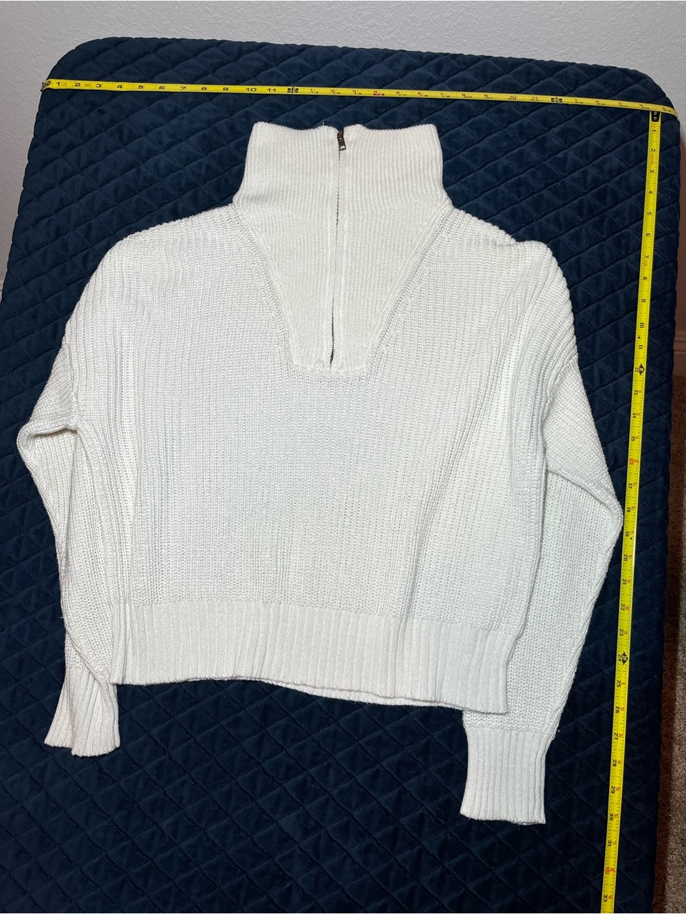 RSQ Ivory Half-Zip Cropped Turtleneck Sweater